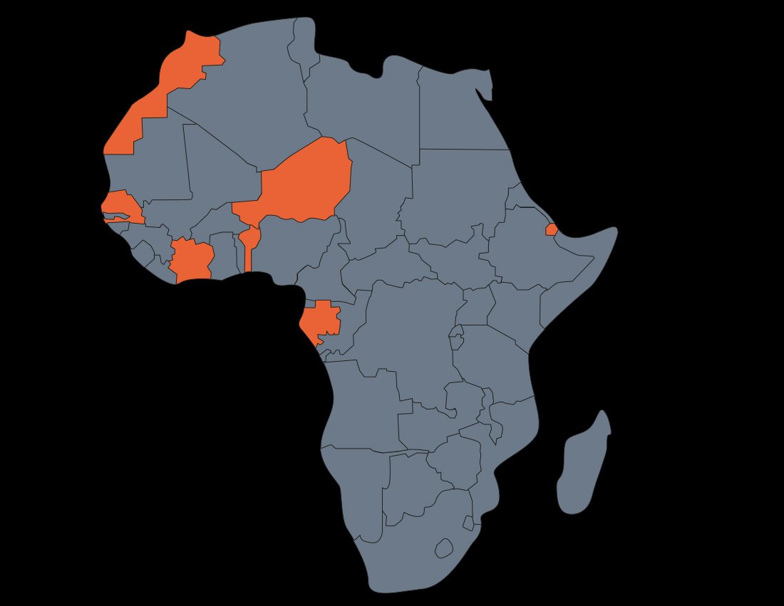 afrique notre implantation